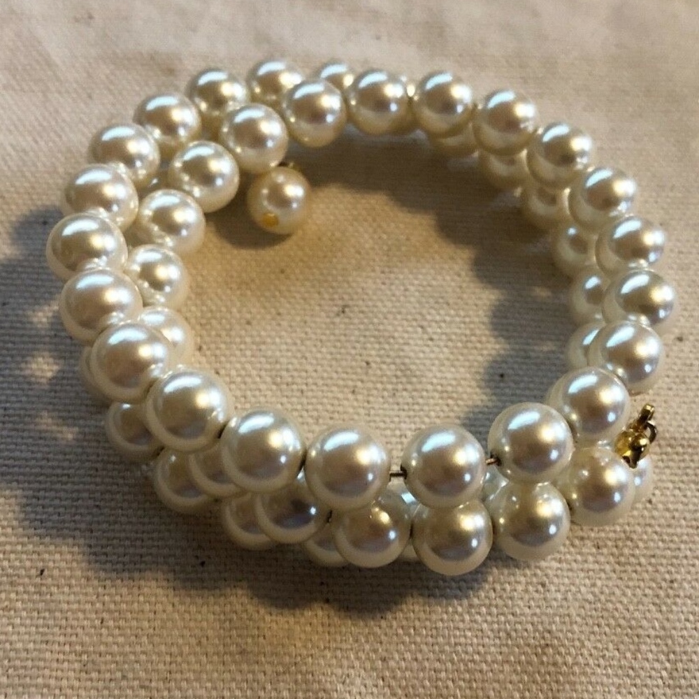 3 Row Strand Pearl Wrap Around Bracelet